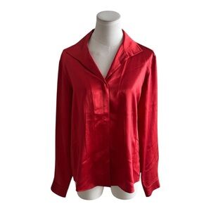 Lafayette‎ 148 New York 100% Silk Charmeuse Top Button Down Work Blouse Size 12